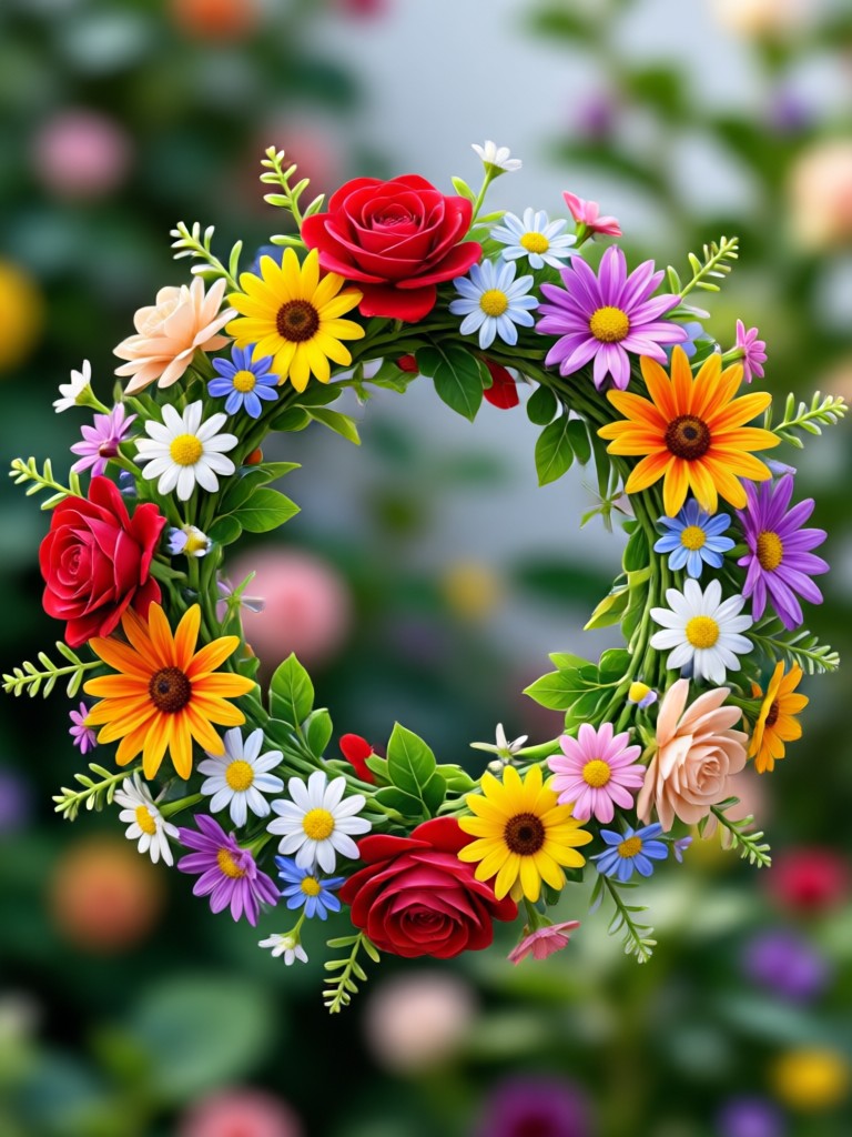 Whimsical AI flower crown with butterflies and blossoms