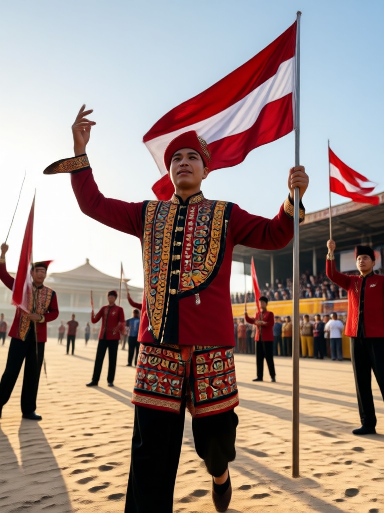 Pemandangan urban yang diubah dengan gaya wayang kulit tradisional AI