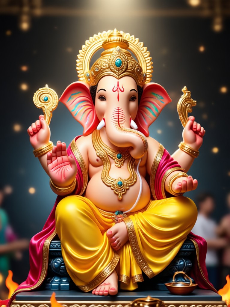 Ganpati Visarjan in Ethereal Fantasy Art Style