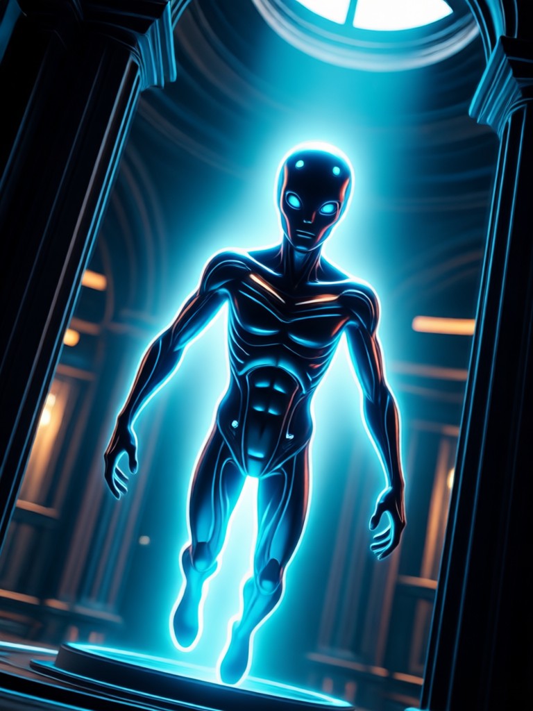 Sci-fi abduction with particle effects