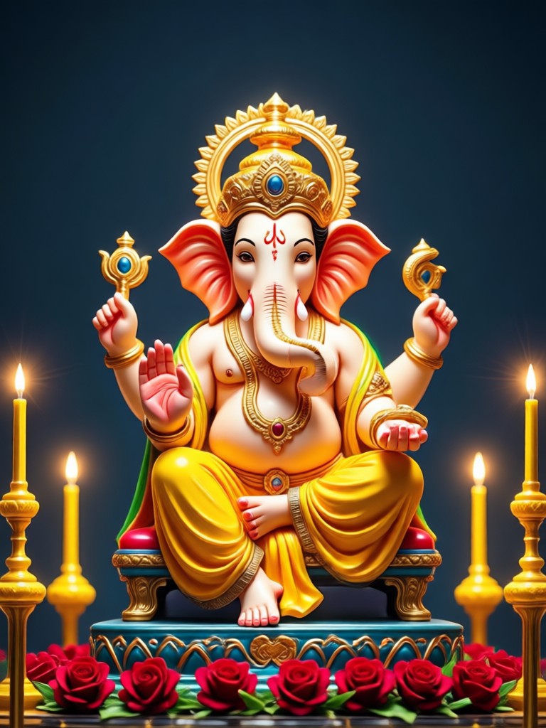 Traditional style AI portrait of Lord Ganesha