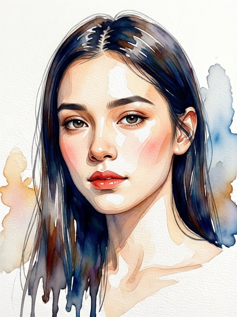 Fantasy themed AI watercolor portrait