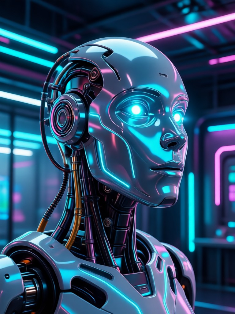AI person in cyberpunk attire video generation