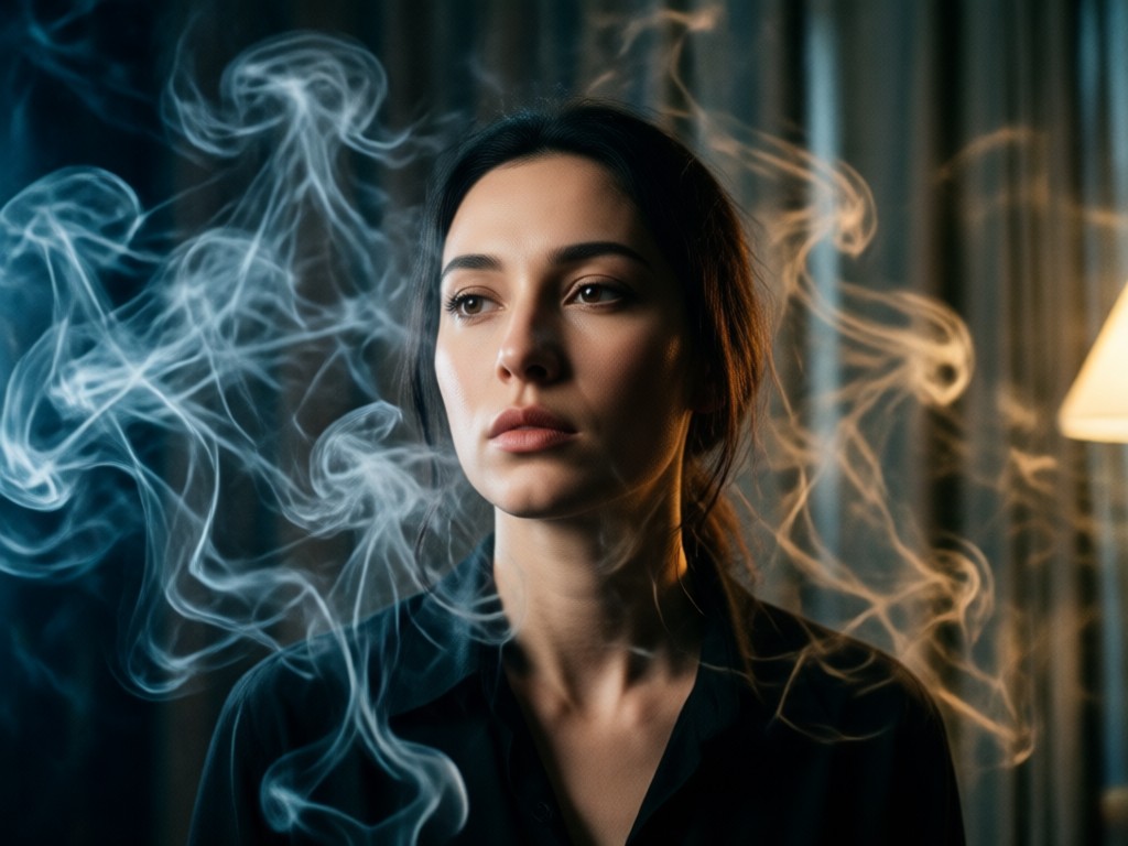 Efecto de humo volumétrico con IA en retrato