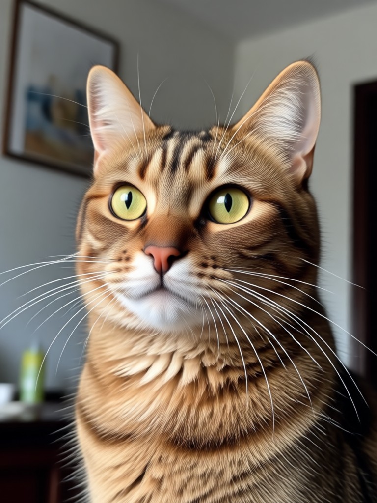 Cartoon style portrait of a playful kitten