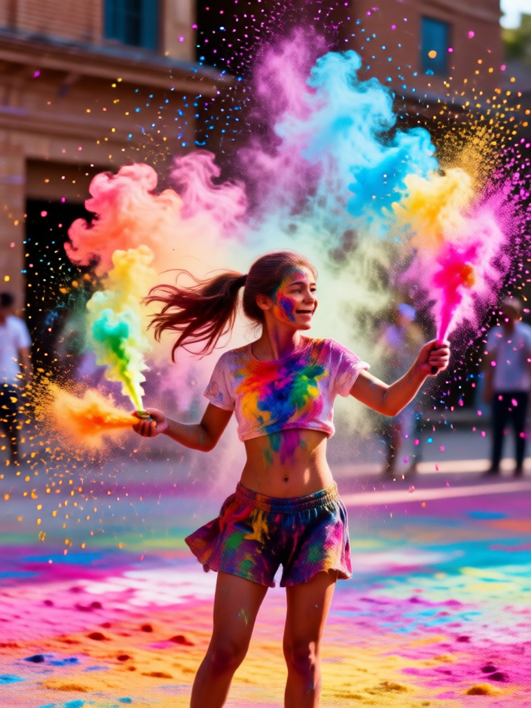 AI Holi Photo Editing before and after transformation