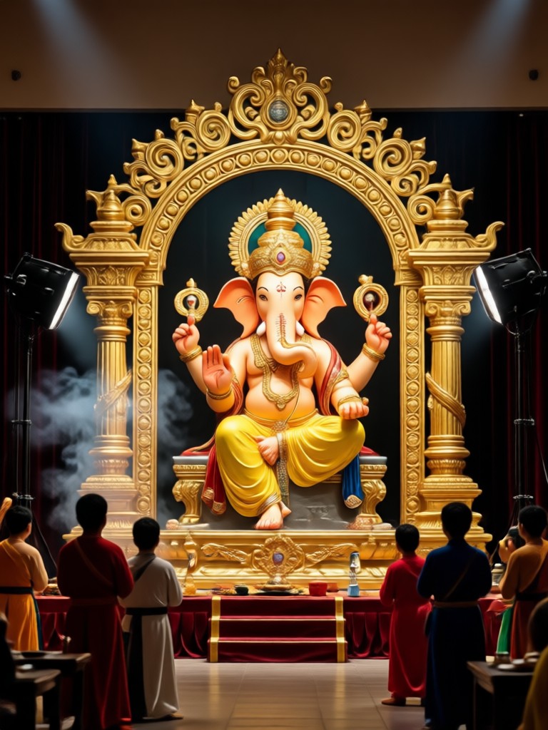 AI transformed photo in a beautiful Ganesha pandal