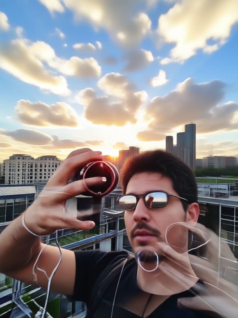 Strandwellen-Textur Selfie-Doppelbelichtung