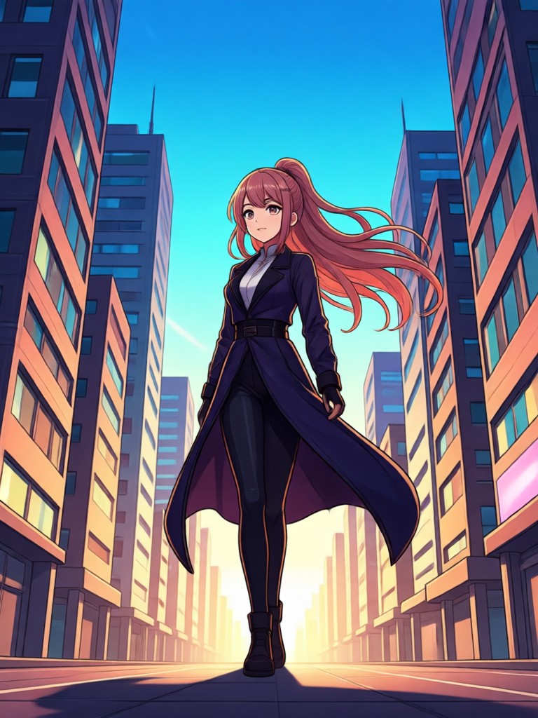 エレガントなアニメアートスタイルの女性ポートレート