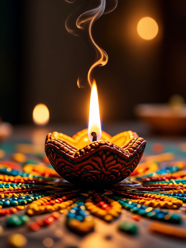 Family portrait transformed with AI Diwali background and golden light