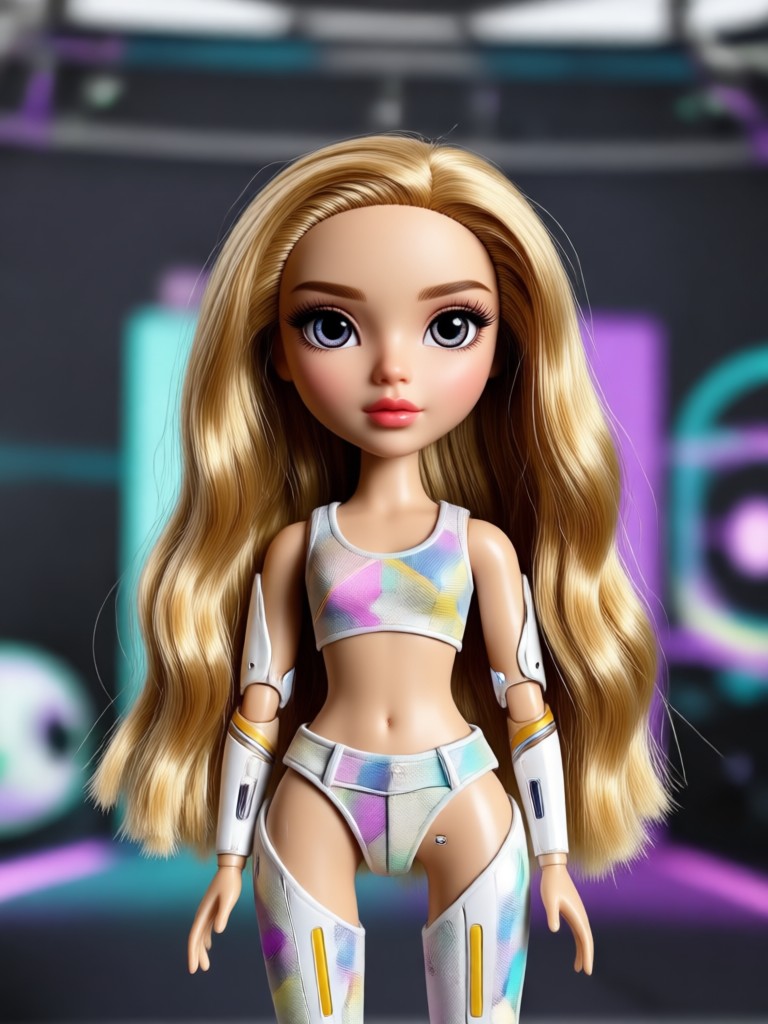Glamorous Bratz doll with fur coat and dramatic eyelashes