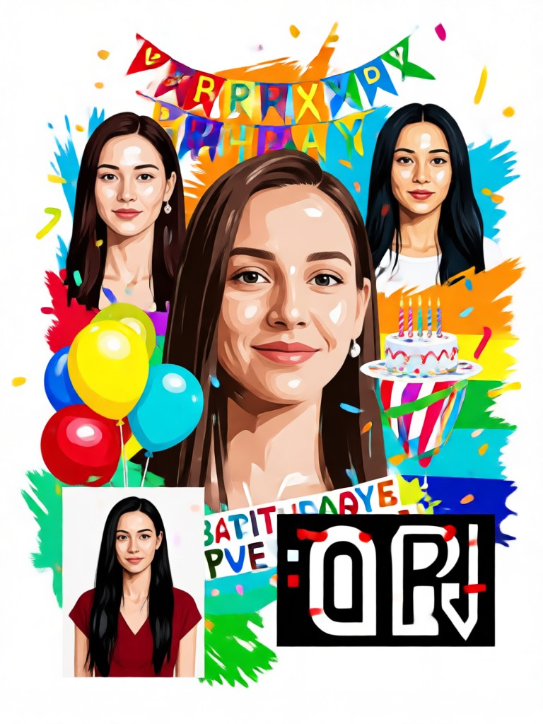 Funny group birthday portrait collage
