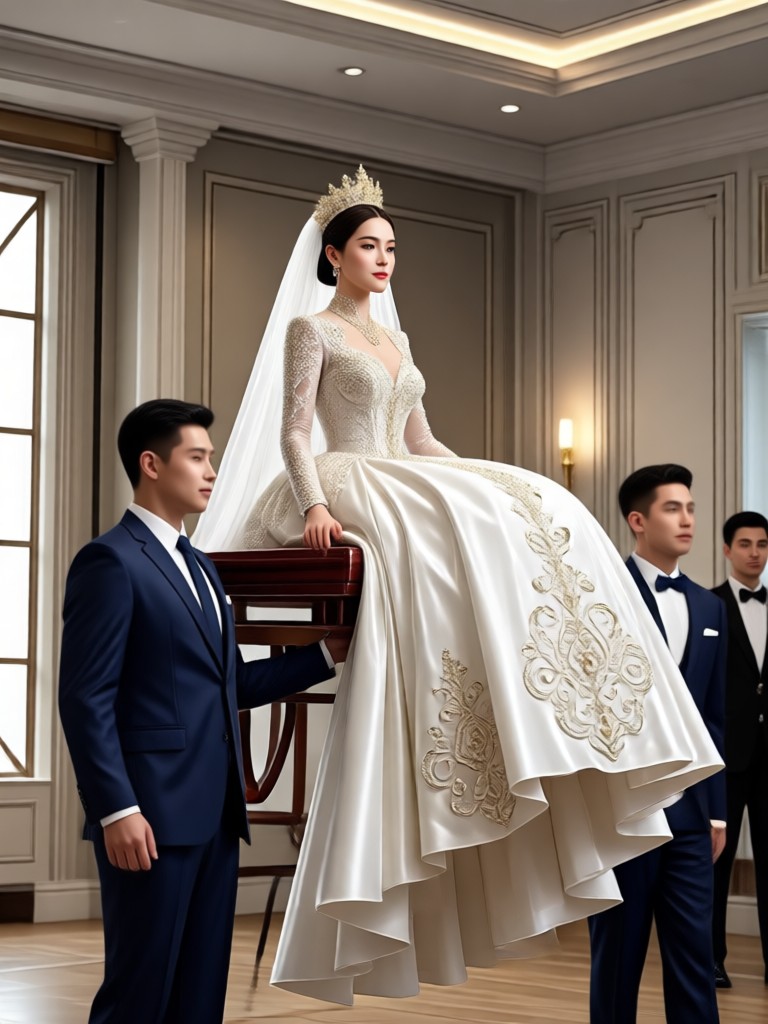 Elegante Ballsaal AI Braut-Trage Moment