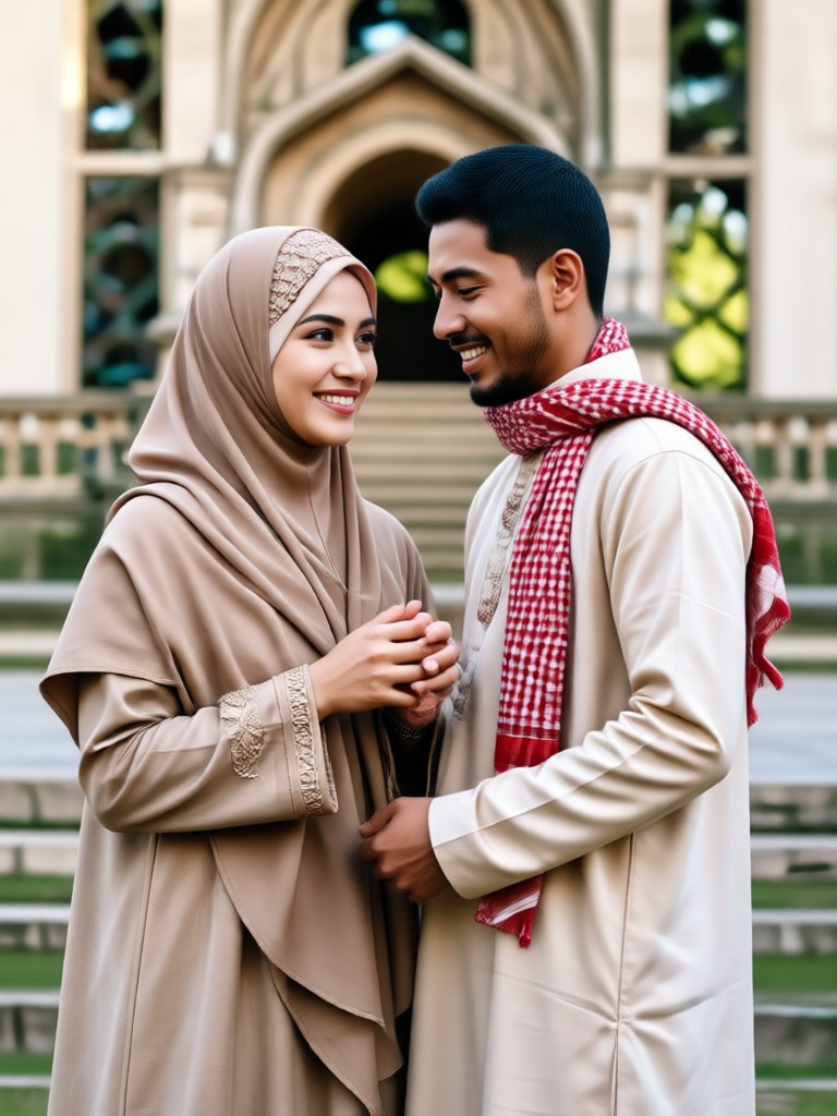 AI generated couple in Islamic garden setting