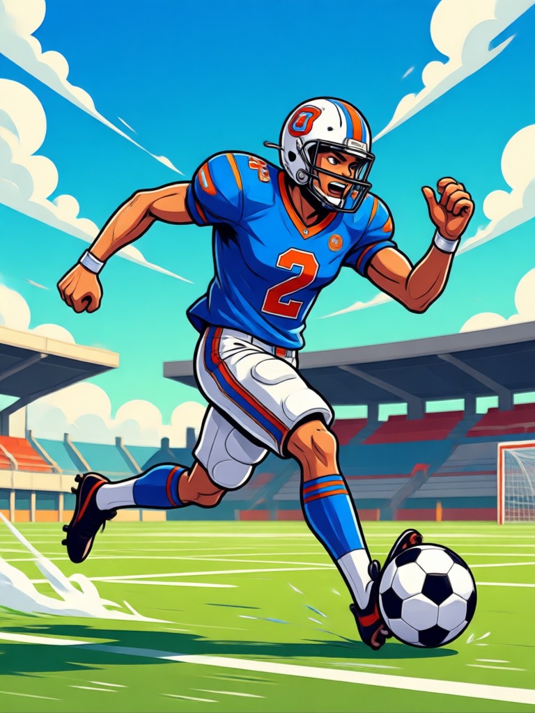 アクションポーズのAIアニメーションサッカー選手