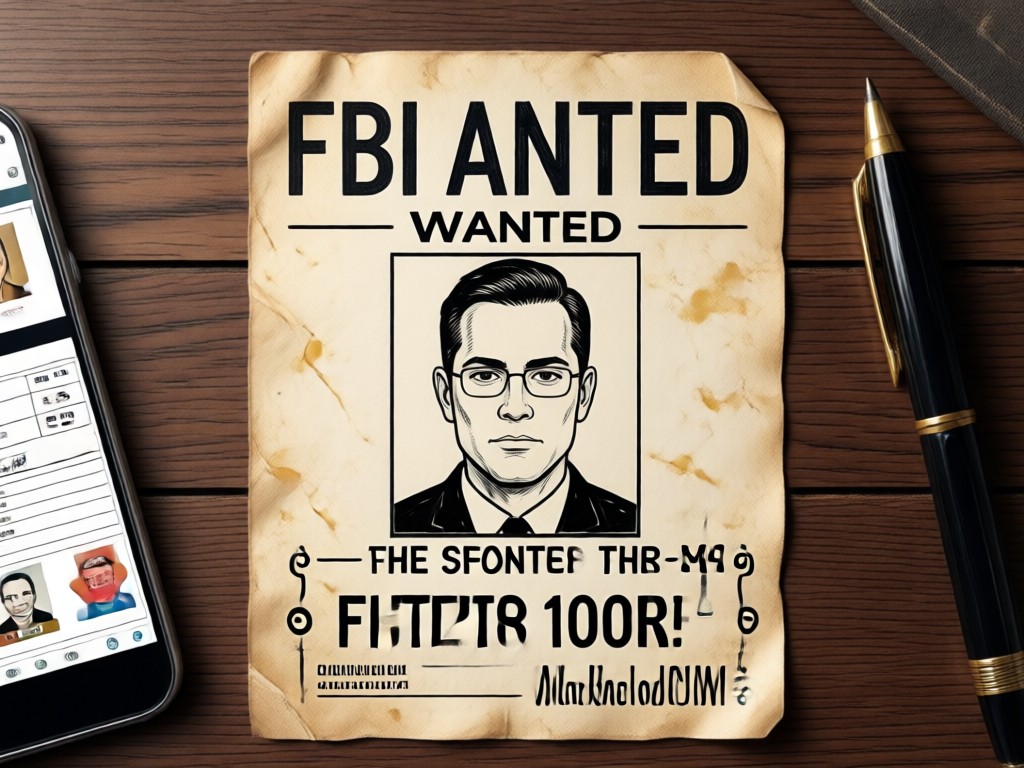 Person laughing while showing a custom FBI wanted poster on their phone
