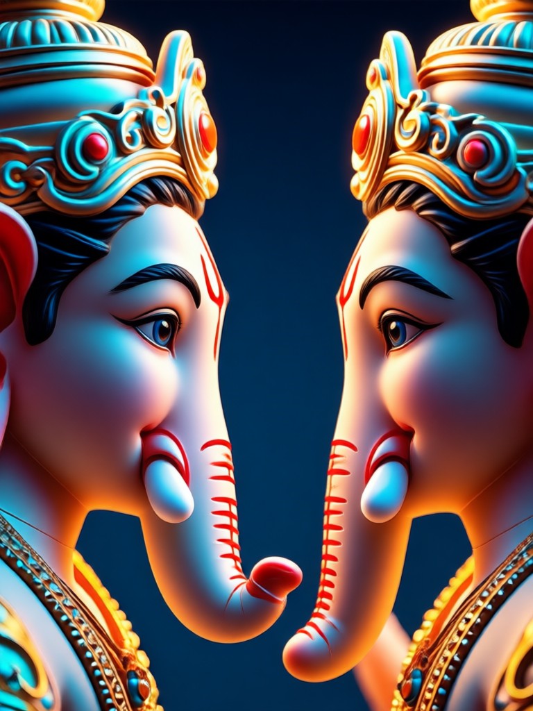 यूजर के साथ पारंपरिक गणेश एआई आर्ट