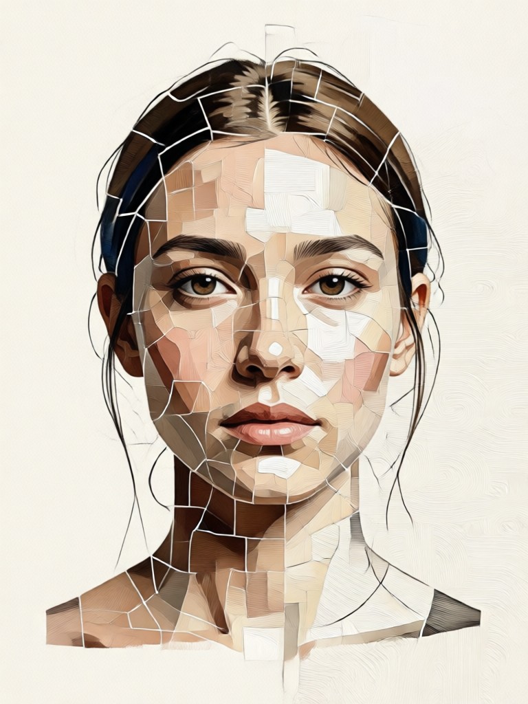 Simple collage highlighting facial expressions