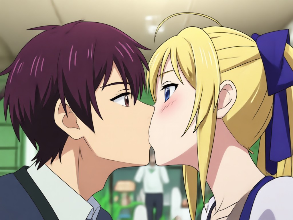 Gallery of different anime art styles for kissing