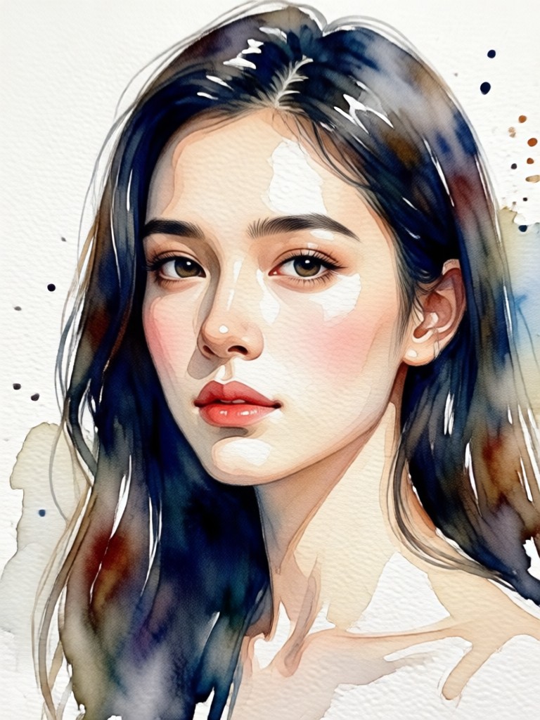 Bold impressionist watercolor style portrait