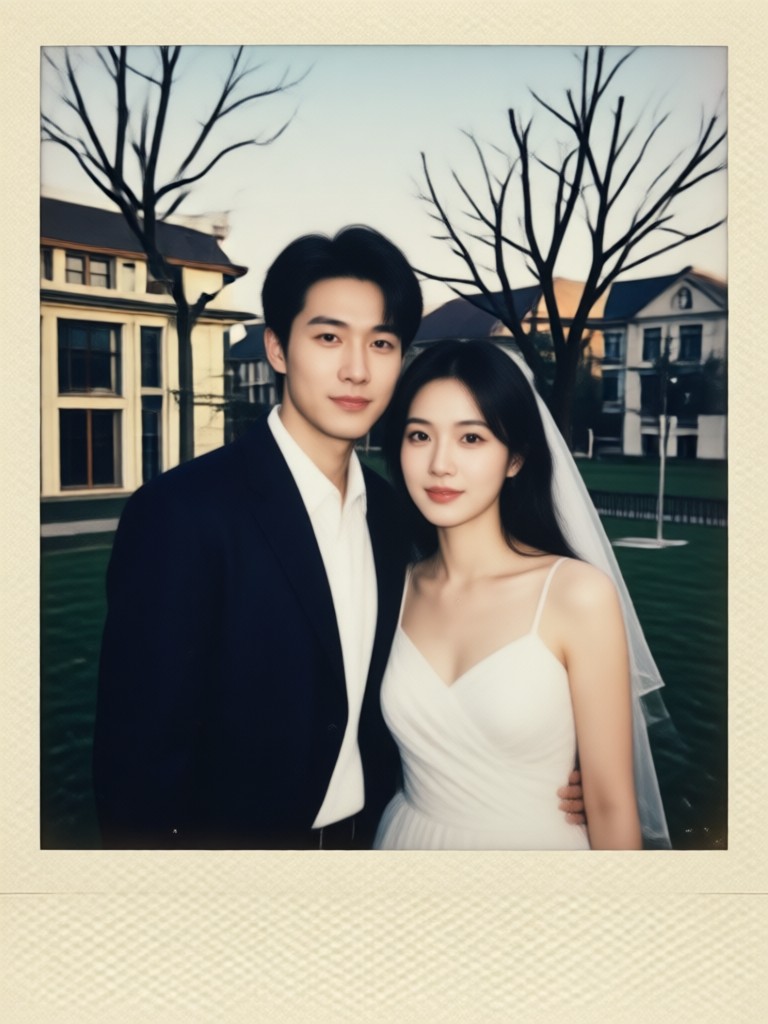 Black and white retro Polaroid generator result