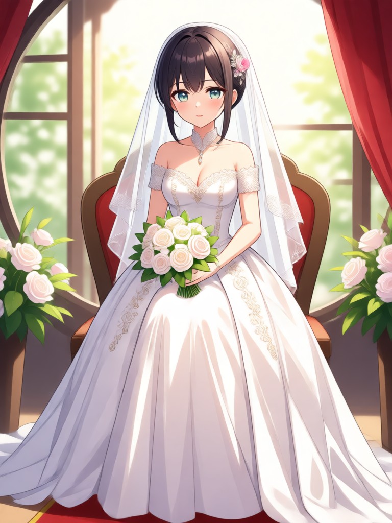 Winter themed anime bride with fur