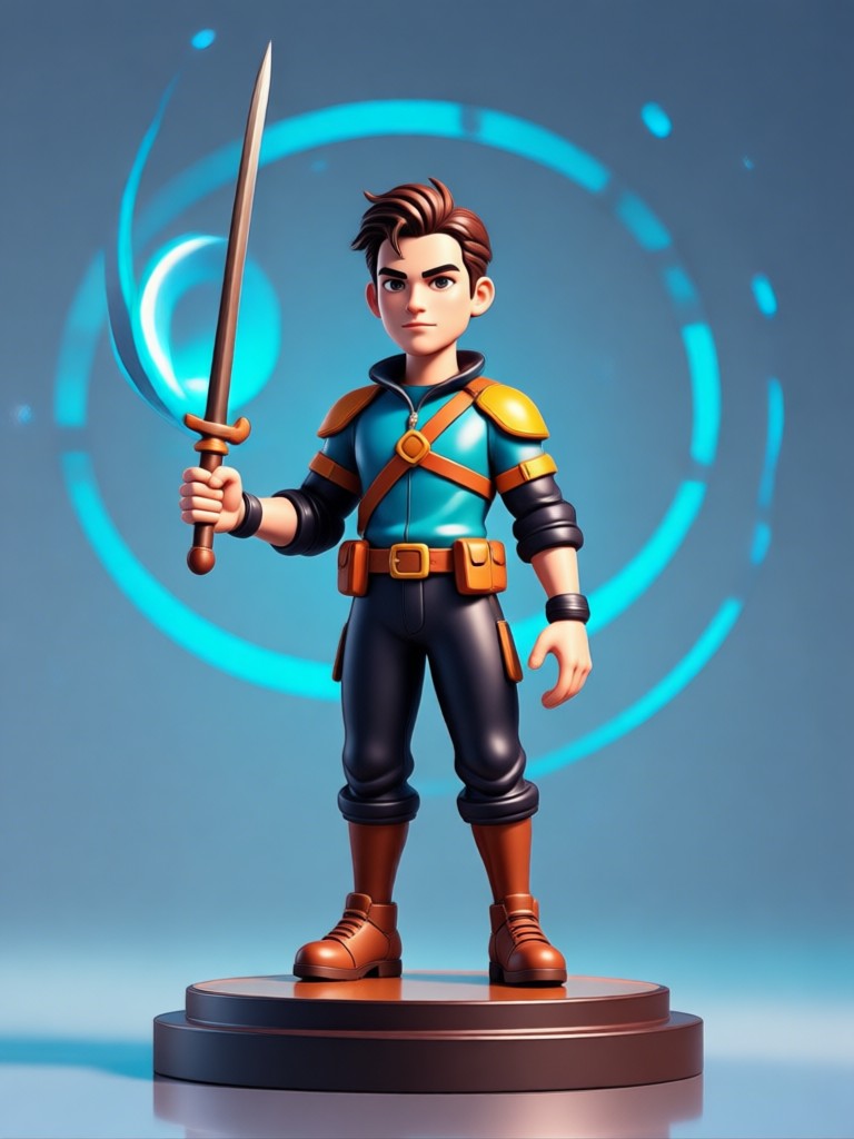 A 3D pixar style figurine of an adventurer