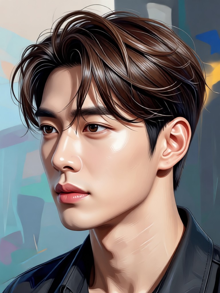 Classic parted Korean hairstyle AI result