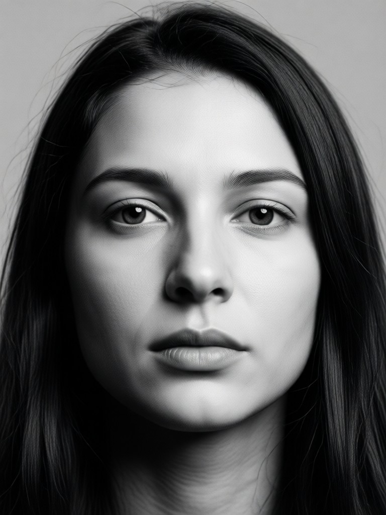 AI generated portrait in a bold graphic monochrome style