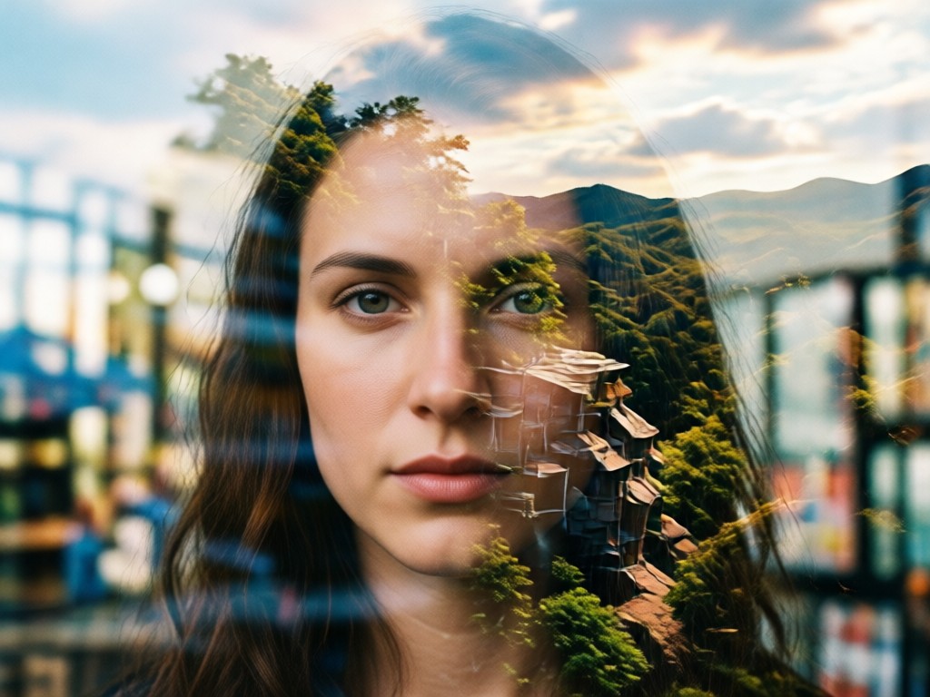 Gallery of double exposure portrait styles and templates