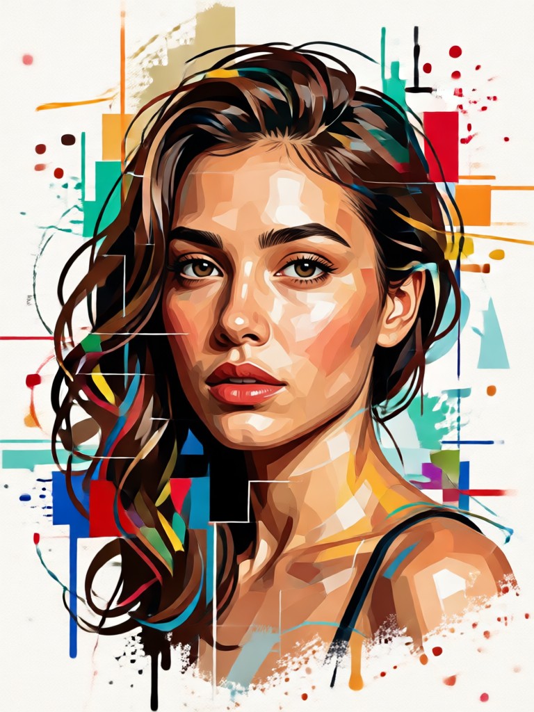 Colorful celebrity style poster collage with multiple expressions