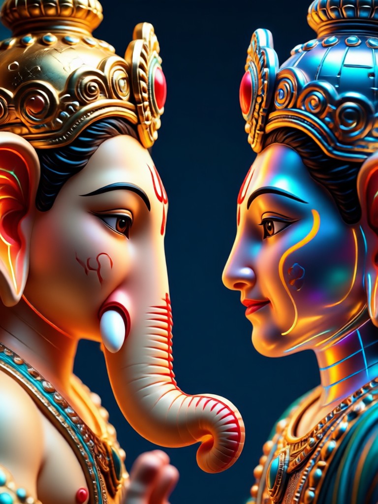 भगवान गणेश की भेंट के साथ भक्ति एआई फोटो