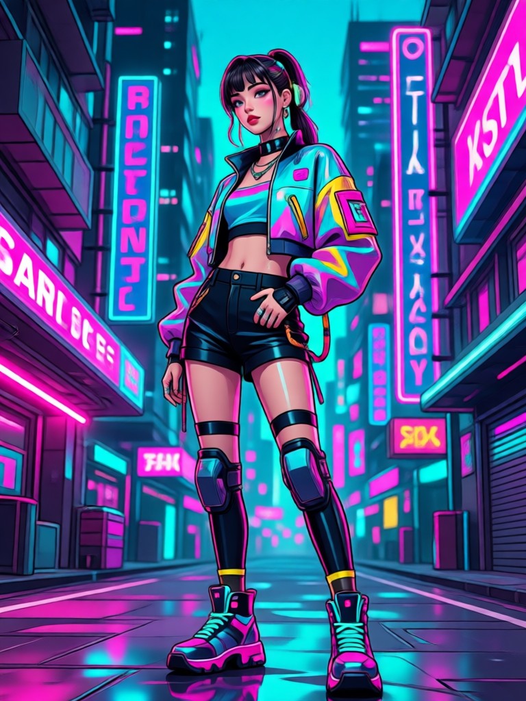 Y2K 밴드 티셔츠와 카고 팬츠 AI