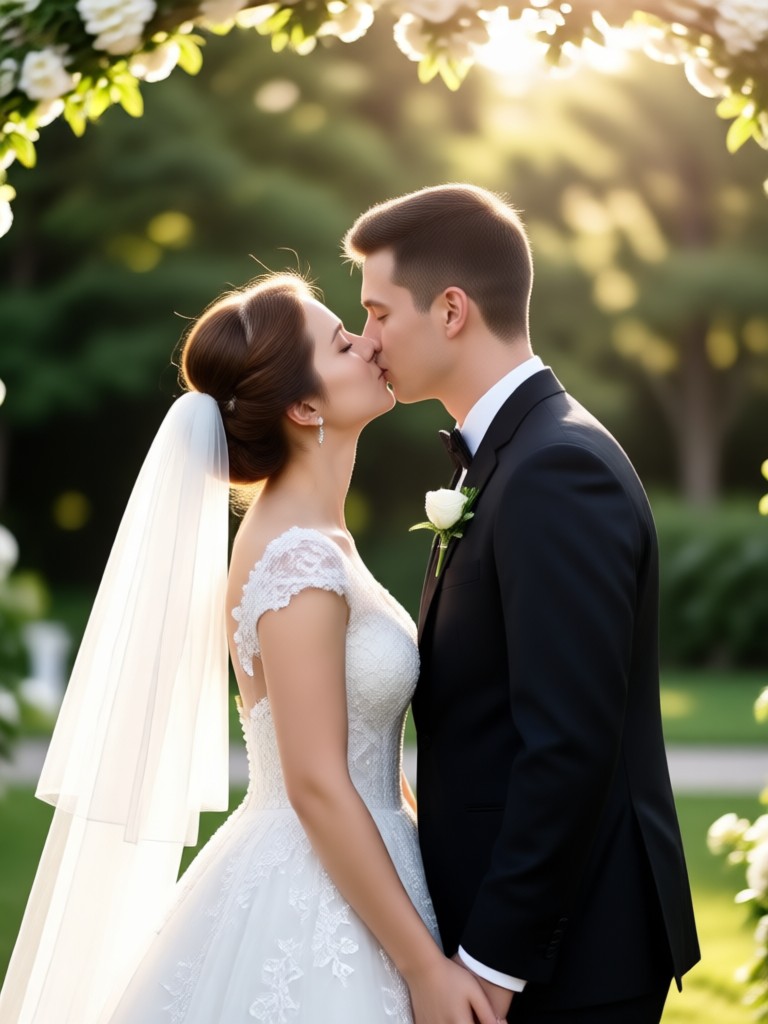 romantic indoor ceremony kiss animation