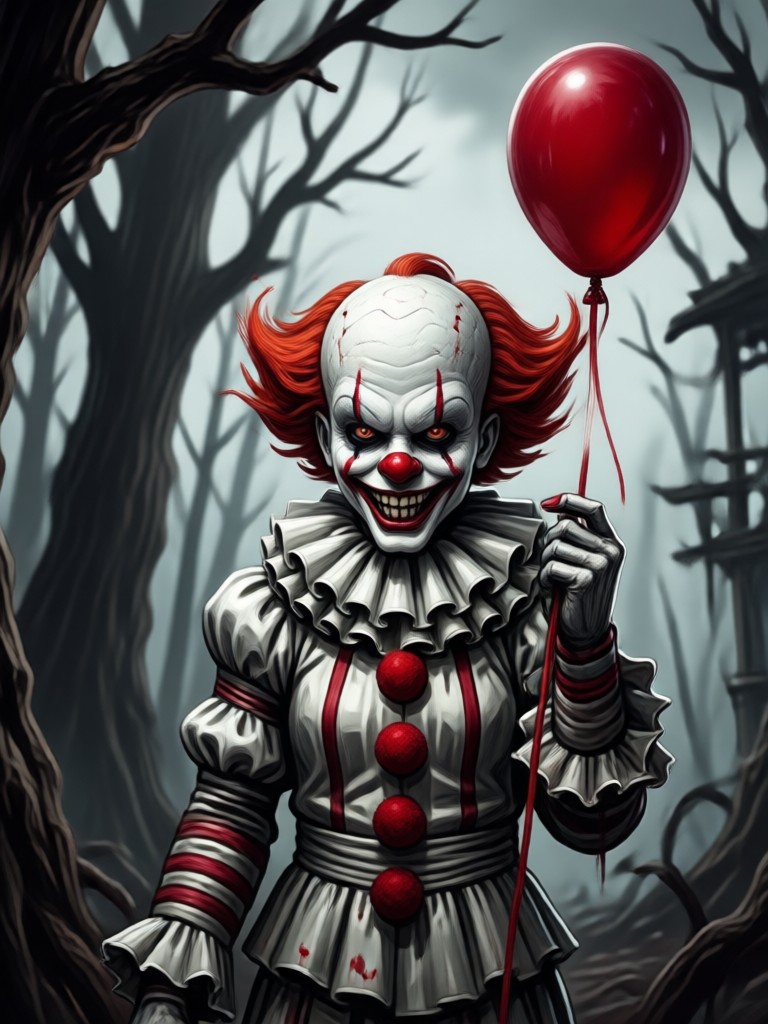 Man with glasses becoming Pennywise, AI keeping the glasses eerily