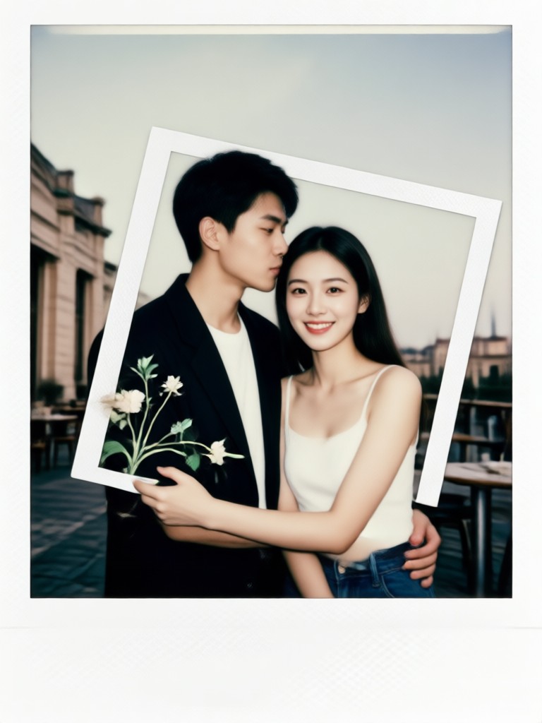 Anime filter Polaroid couple photo