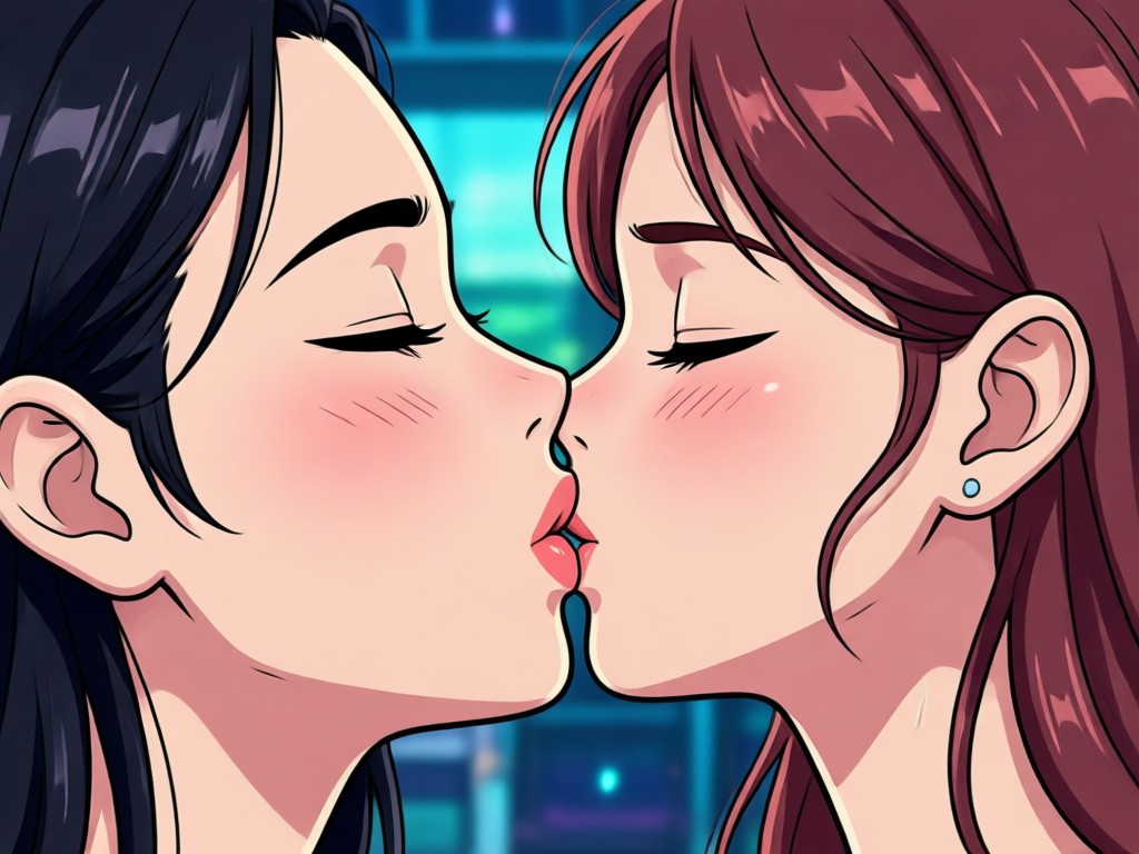 Different kissing animation styles