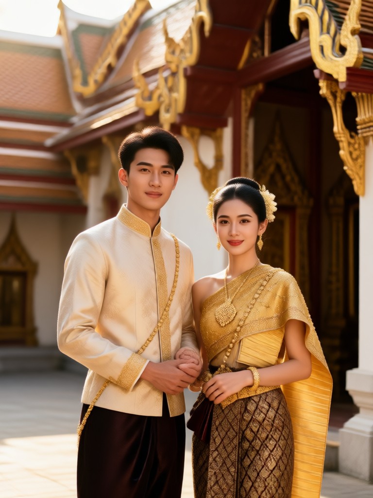 AI generated Thai wedding photo shoot in garden