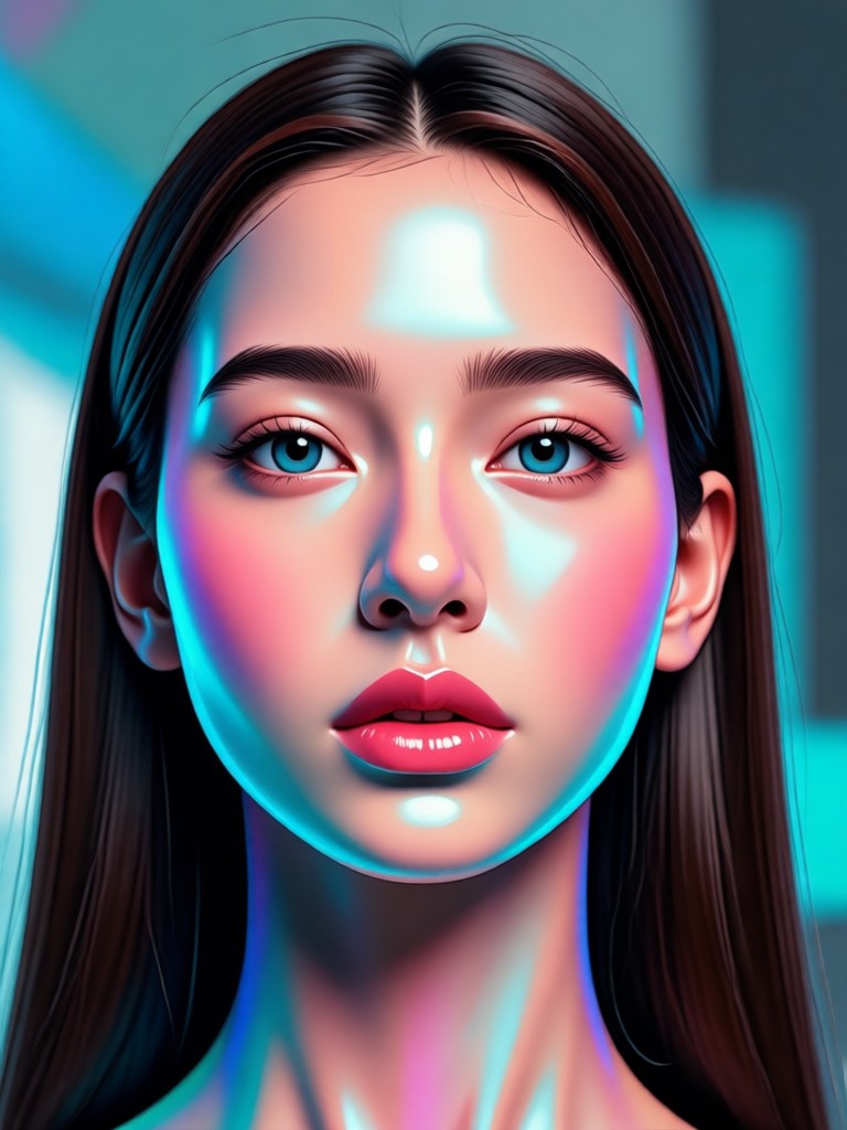 Efek morph wajah gaya cyberpunk
