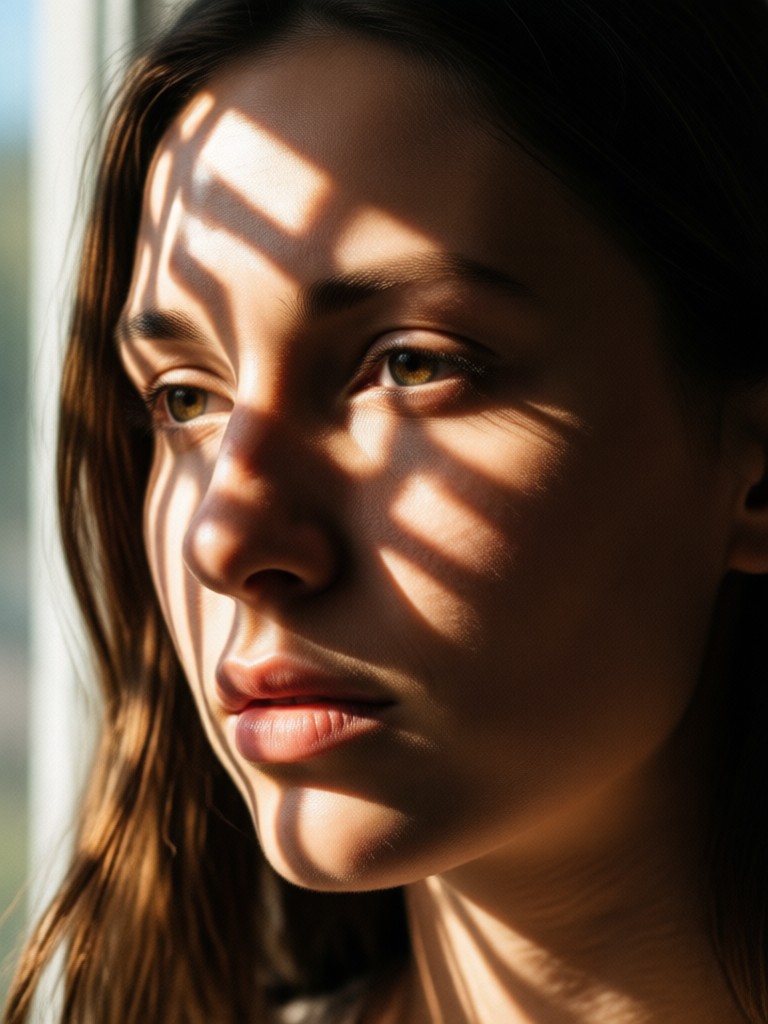 High contrast black and white AI light portrait