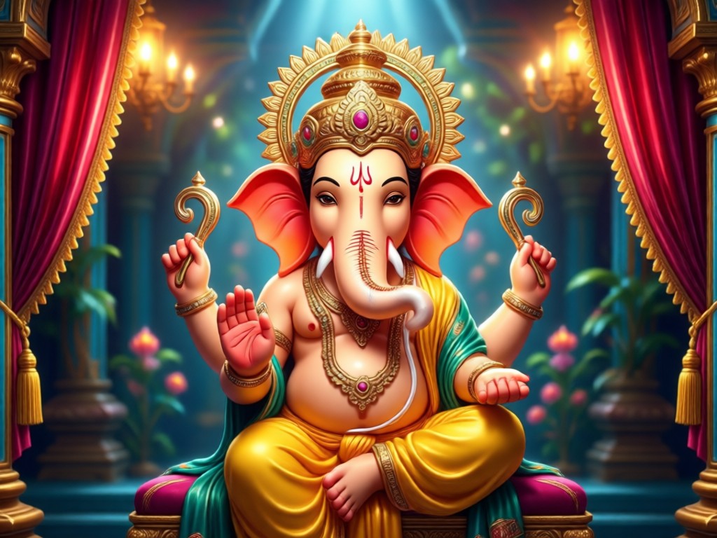 Ganpati image transformed into a traditional painting style video