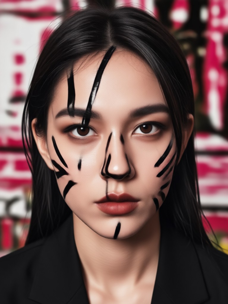 Artistic red black photo AI transformation