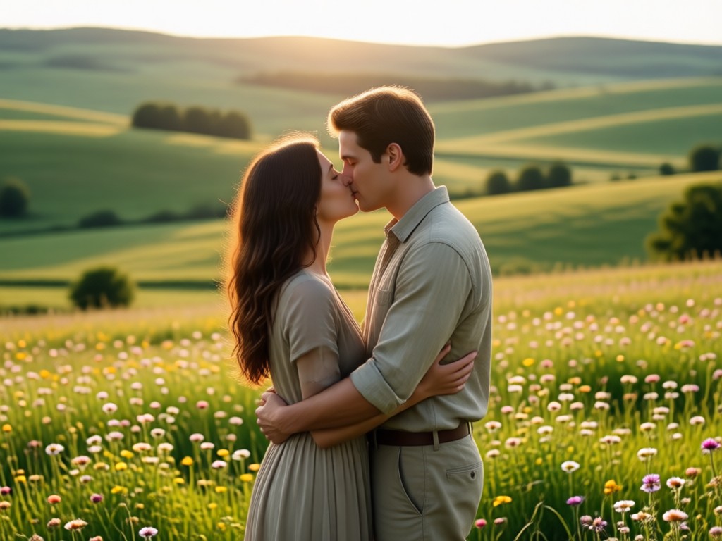 AI blending couple into countryside scene