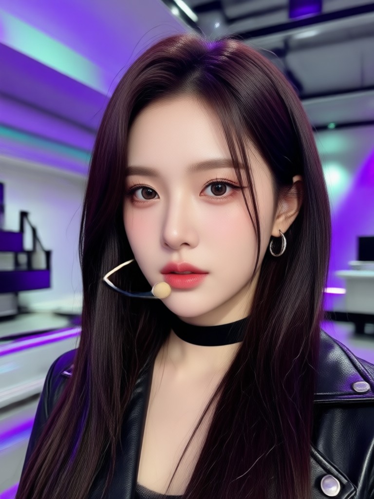 Noir cinematic black and white K Pop idol portrait