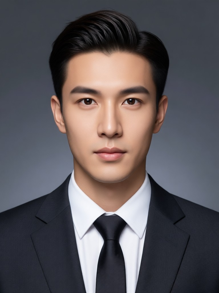 ID photo edited with blazer and dress shirt