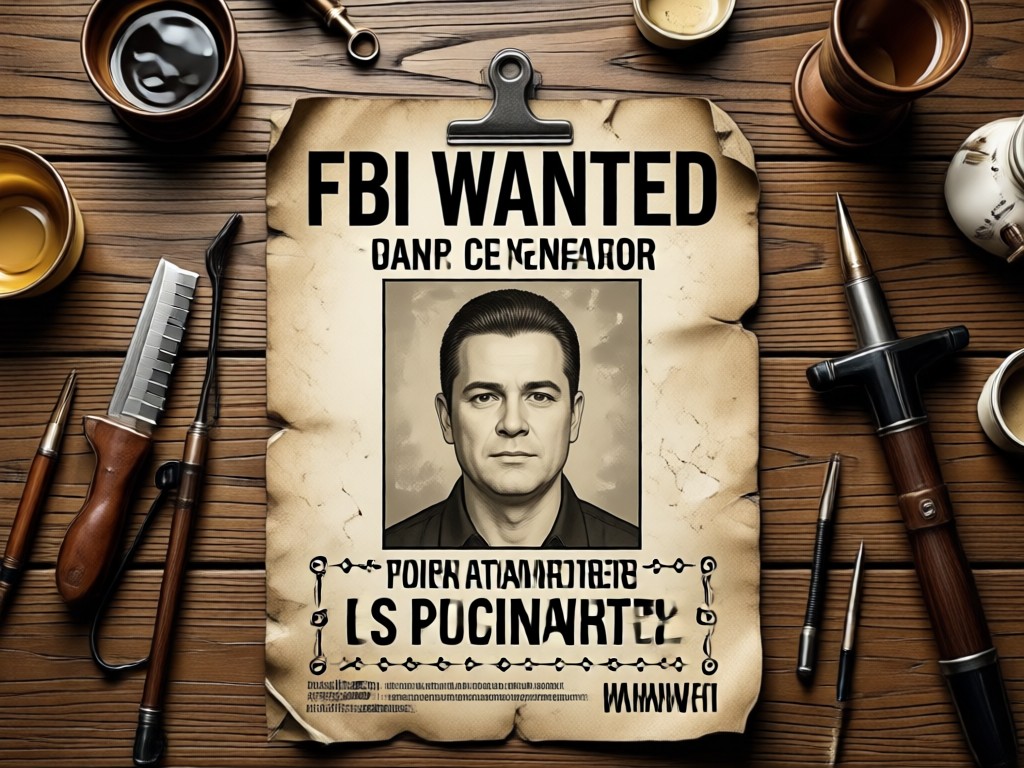 Before and after photo showing AI styling for a wanted poster