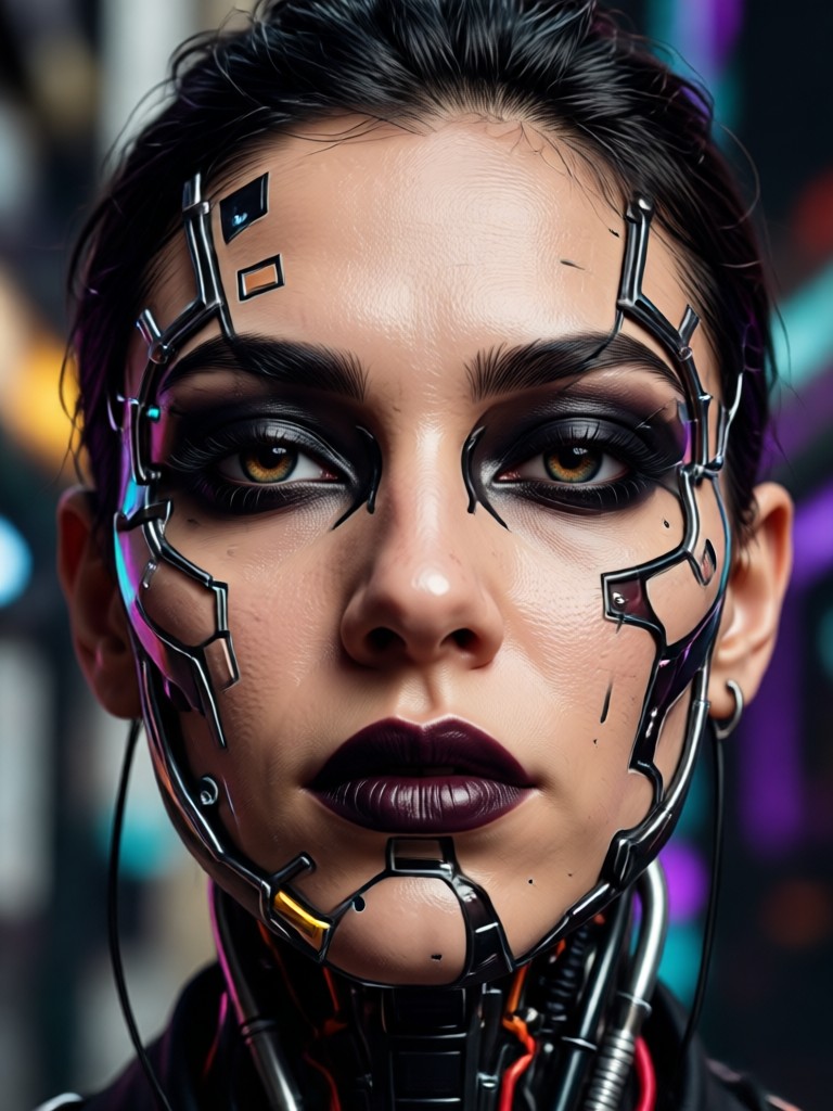 Cinematic red black AI portrait with shadows
