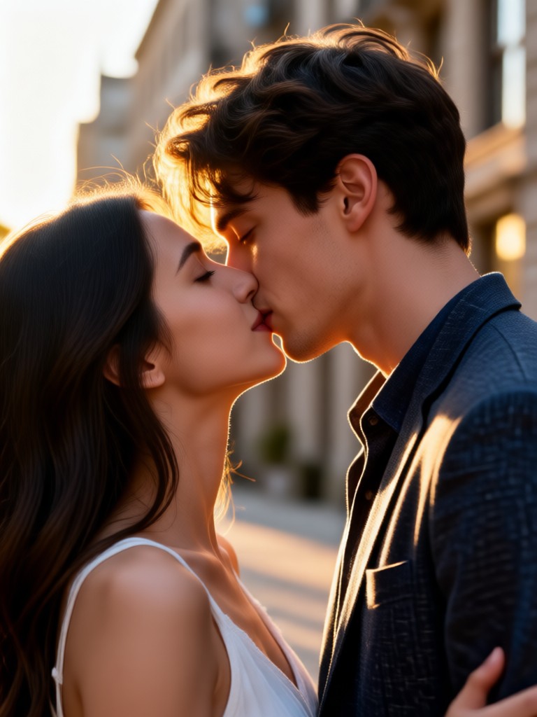 Storybook style animated kiss