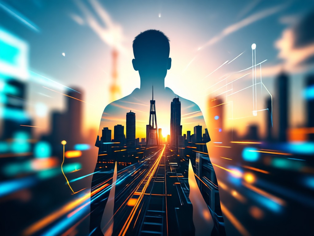 AI photo to silhouette double exposure image process