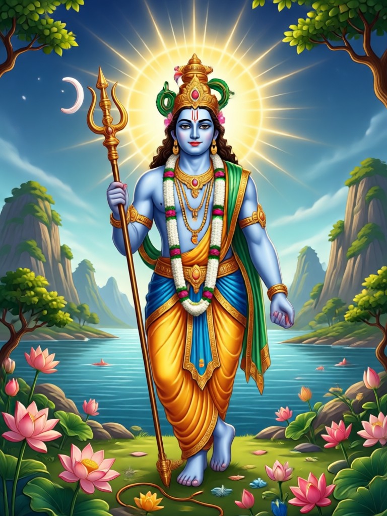 AI Krishna in traditional Mewari painting style
